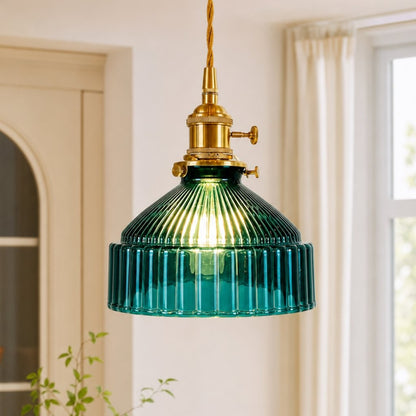 Zyrion Retro Ribbed Clear Glass Pendant Light