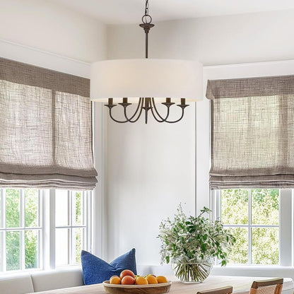Nyneve 5 Light Dimmable Fabric Drum Chandelier