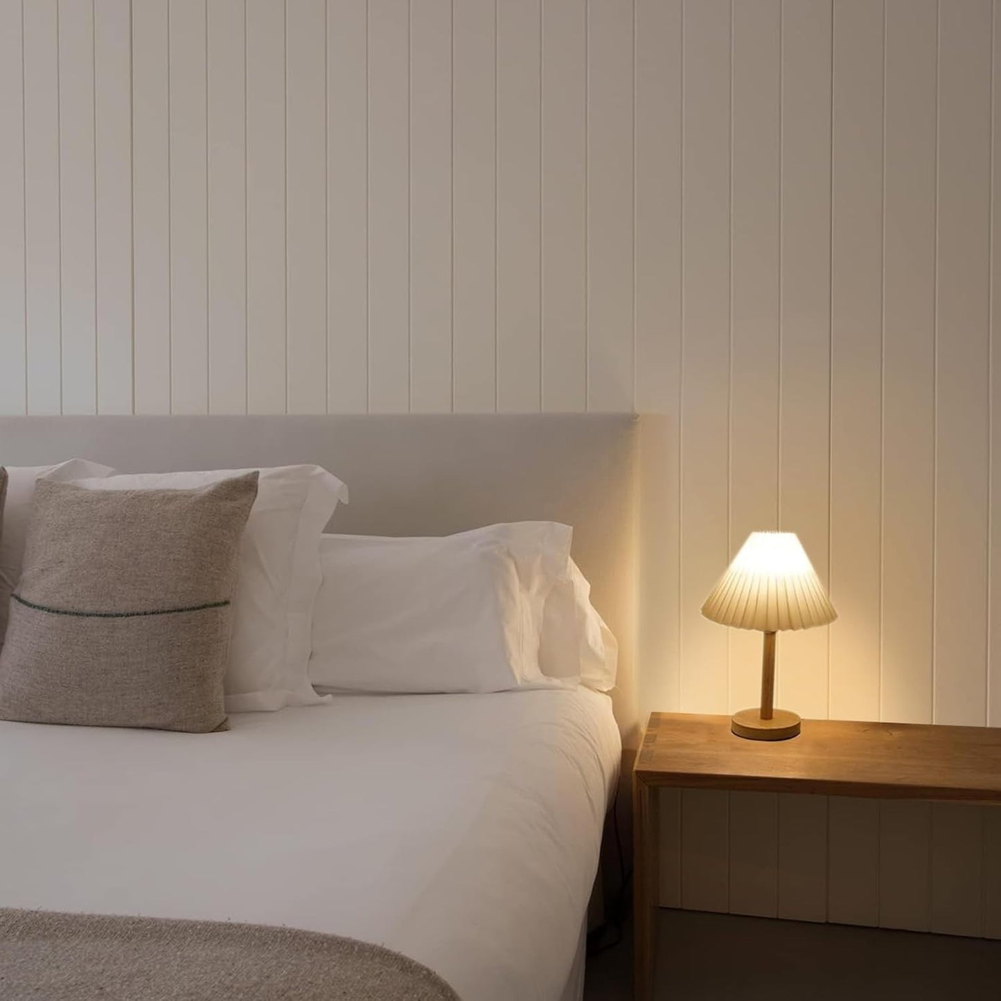 Dervish Small Pleated Wooden Base Table Lamp