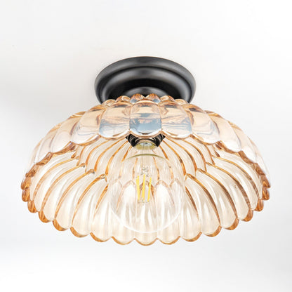 Fyxar Clear Glass Scalloped Flush Mount Light