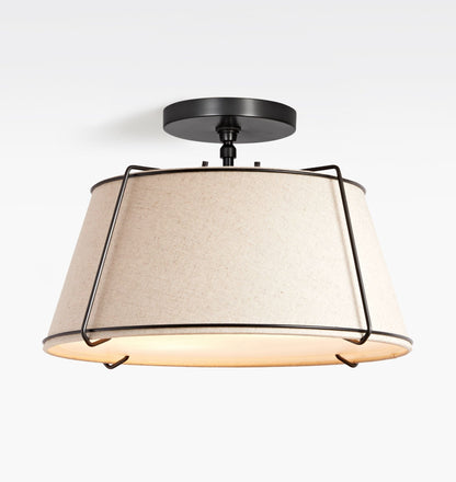 Hesperia Fabric Drum Shade Semi Flush Mount