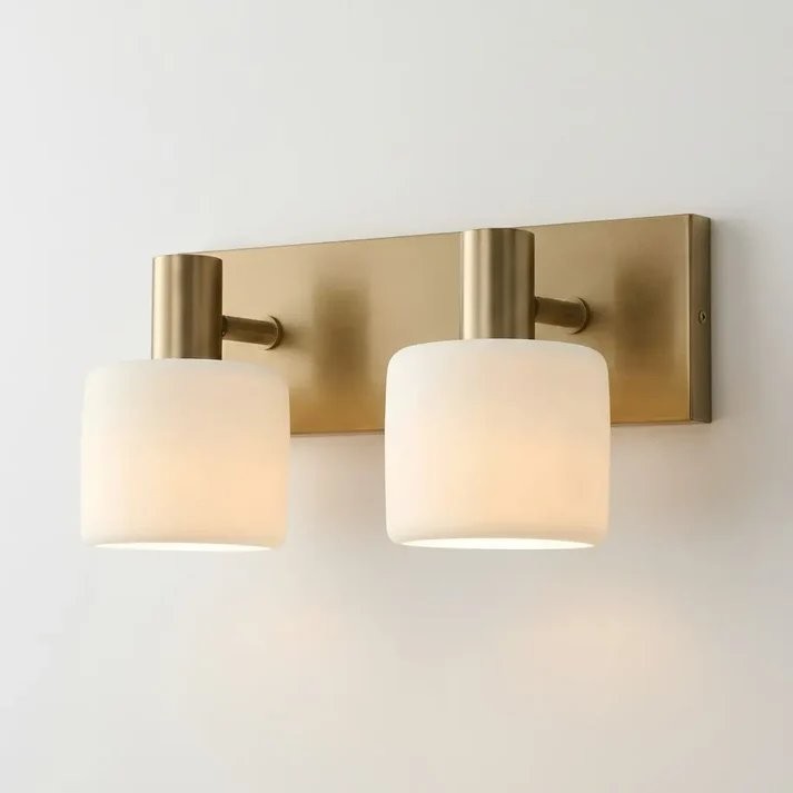 Aura Modern Brass Cylinder Porcelain Wall Sconce