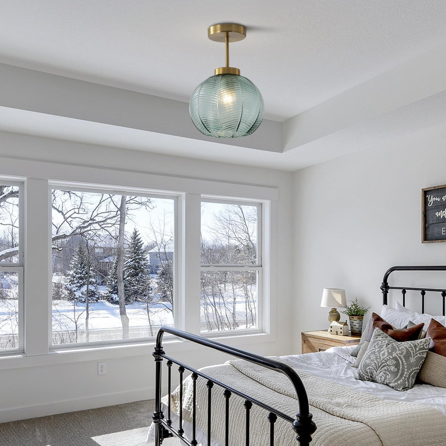 Syndrax Stripe Stained Glass Globe Ceiling Light