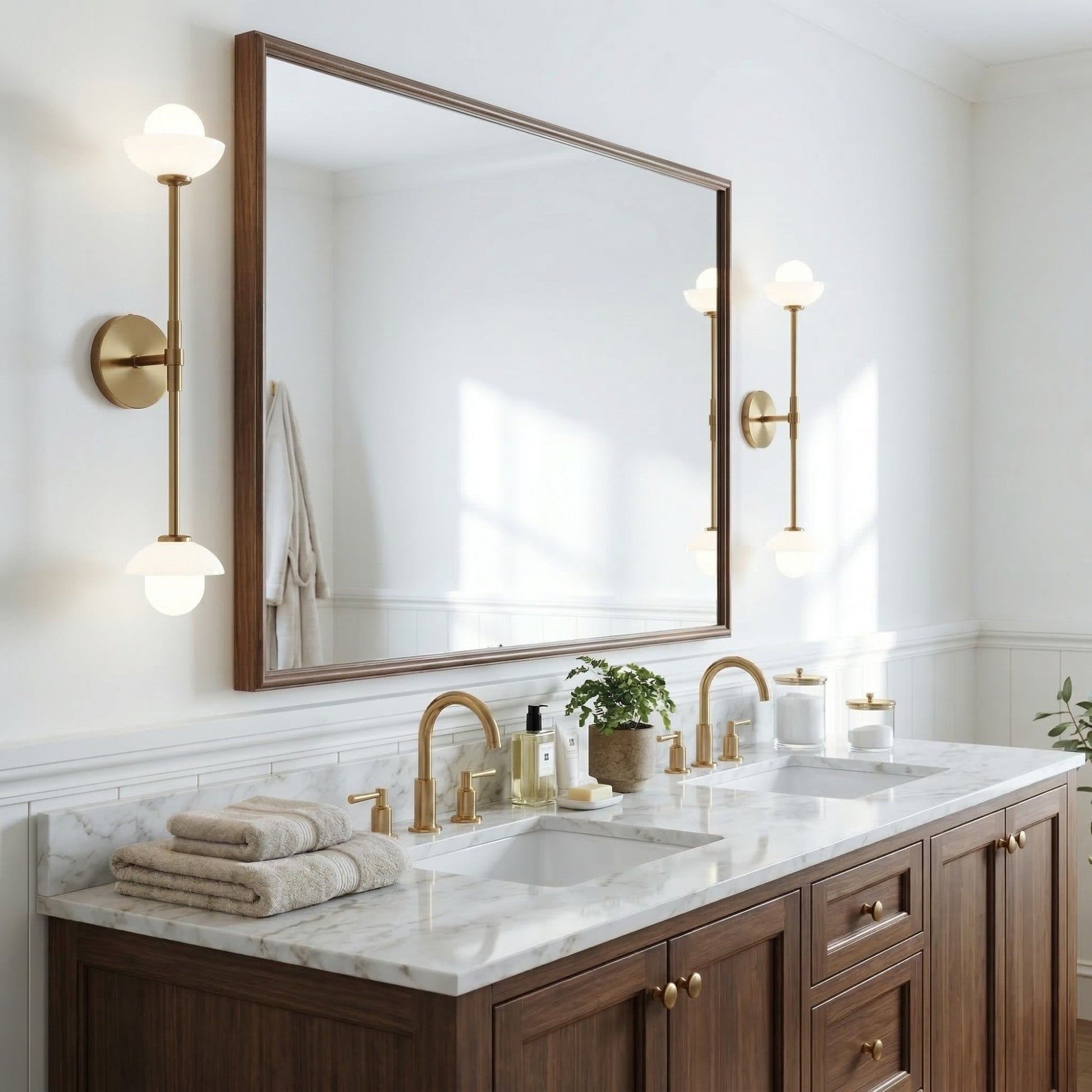 Brianna Farmhouse Alabaster Double Globe Sconce