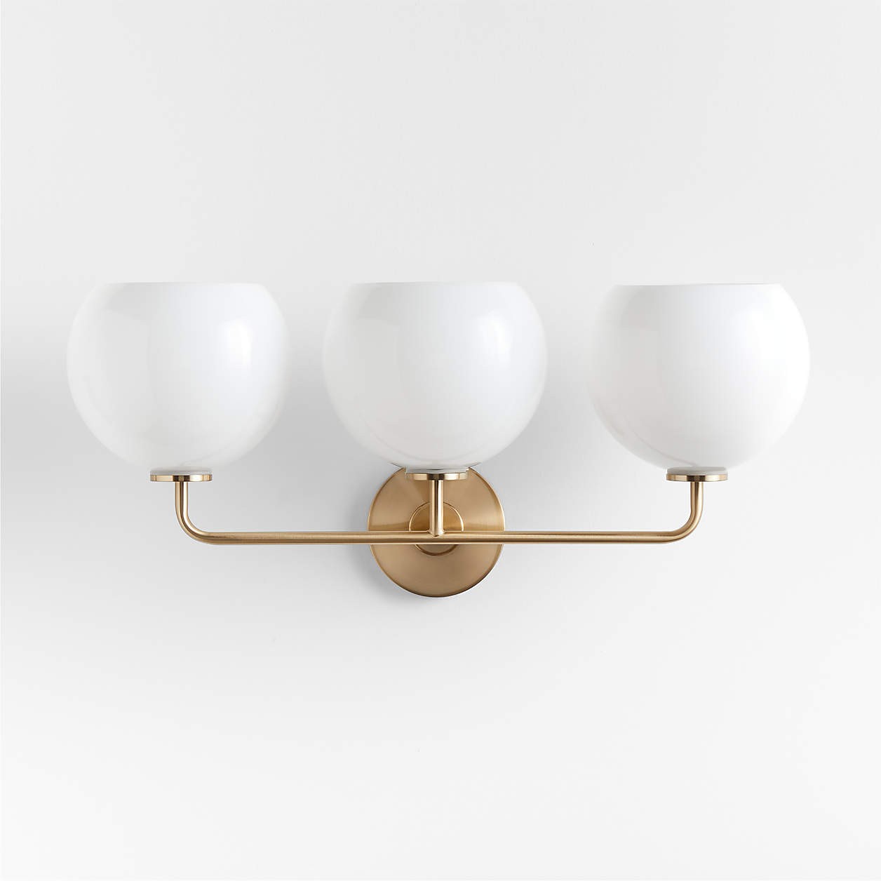 Konig Minimalist 3-Light Round Shade Brass Glass Wall Light