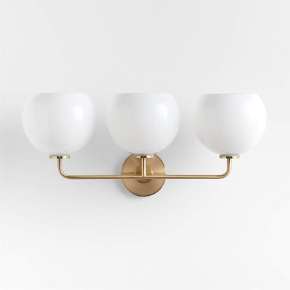 Konig Minimalist 3-Light Round Shade Brass Glass Wall Light