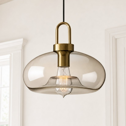 Vylith Brass Cognac Glass Single Hanging Lamp