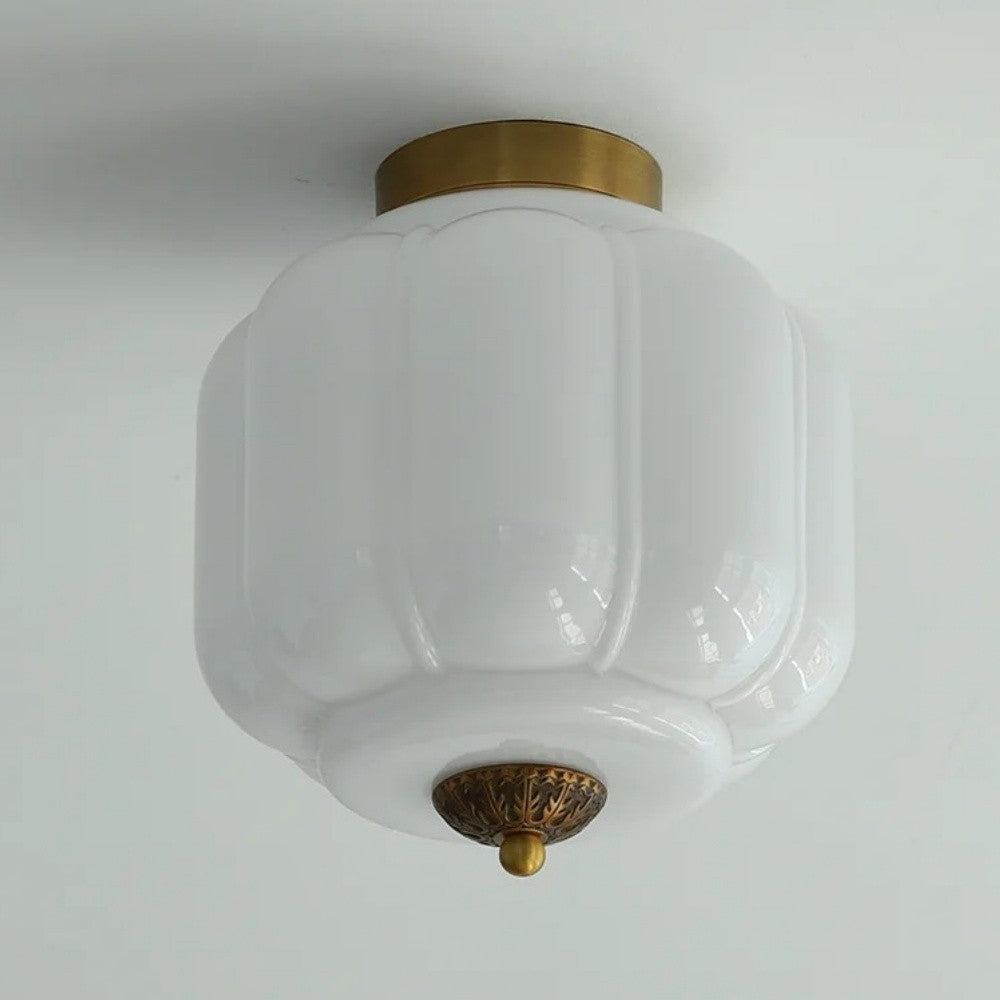 Conran Vintage Milk Glass Semi Flush Mount Eloise Ceiling Light