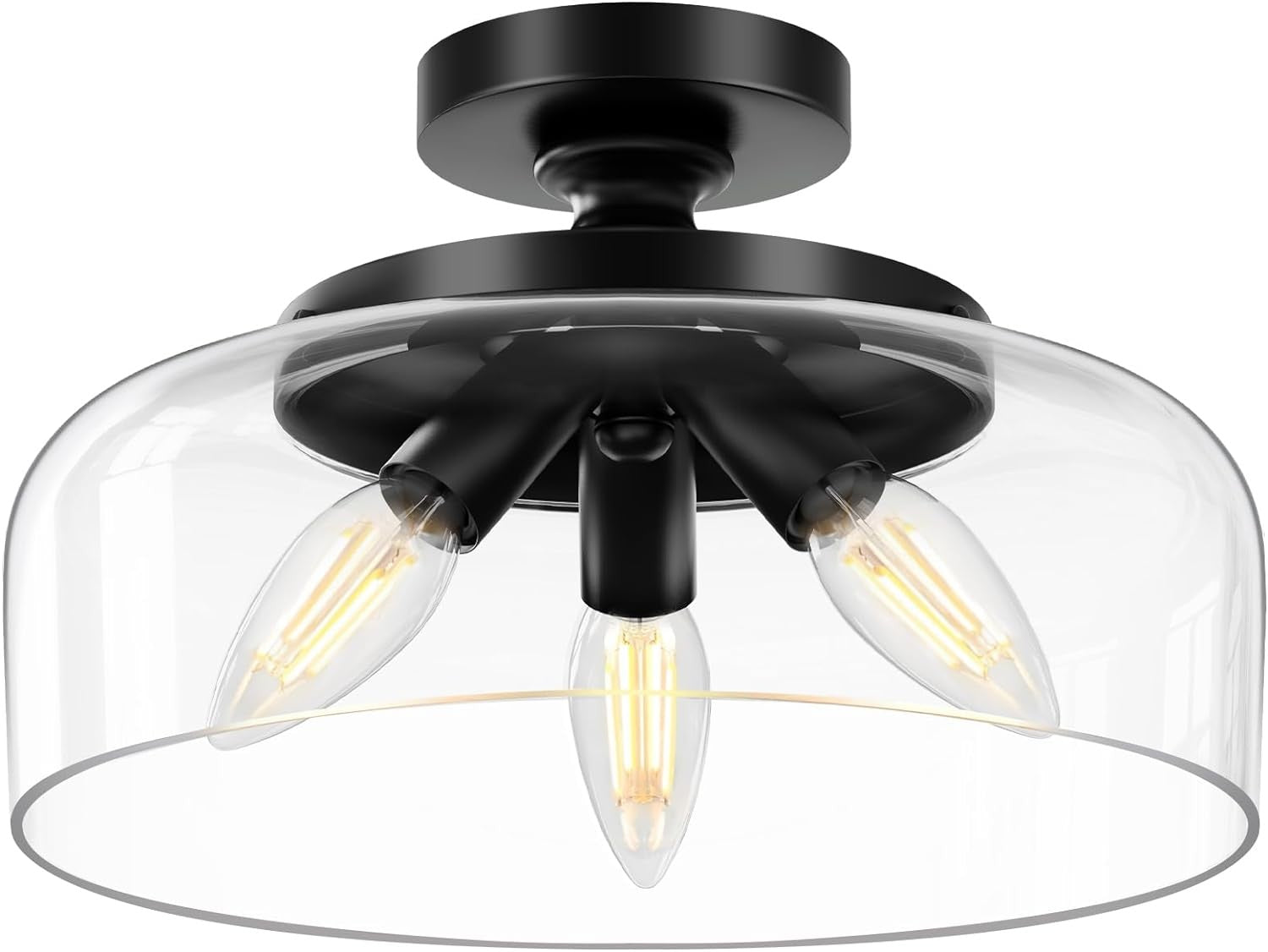 Santos Vintage Hand Carved Floral Clear Glass Semi Flush Mount Ceiling Light