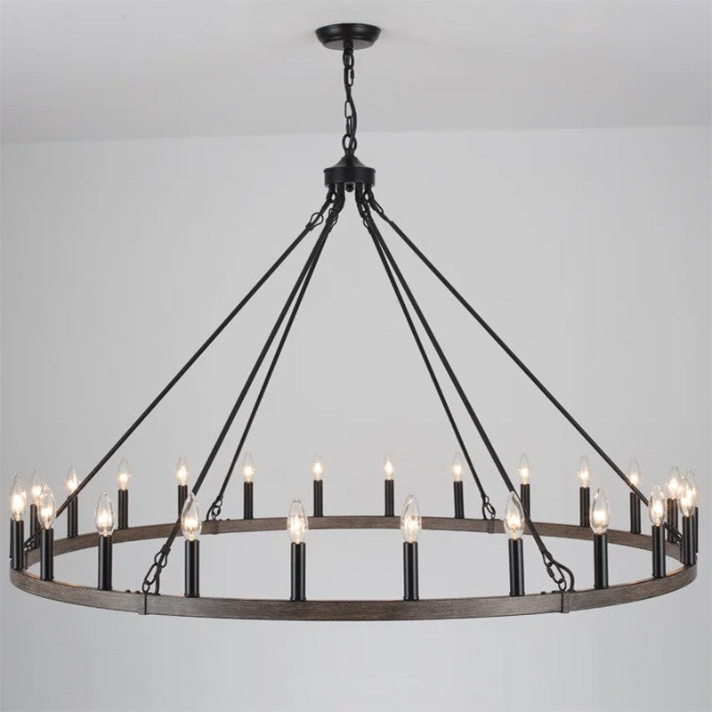 Raeth Farmhouse 24 Lights Wagon Wheel Candle Style Chandelier