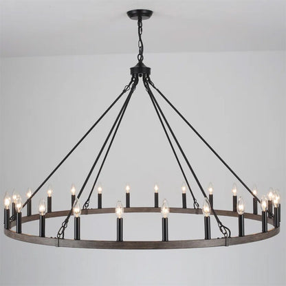 Raeth Farmhouse 24 Lights Wagon Wheel Candle Style Chandelier
