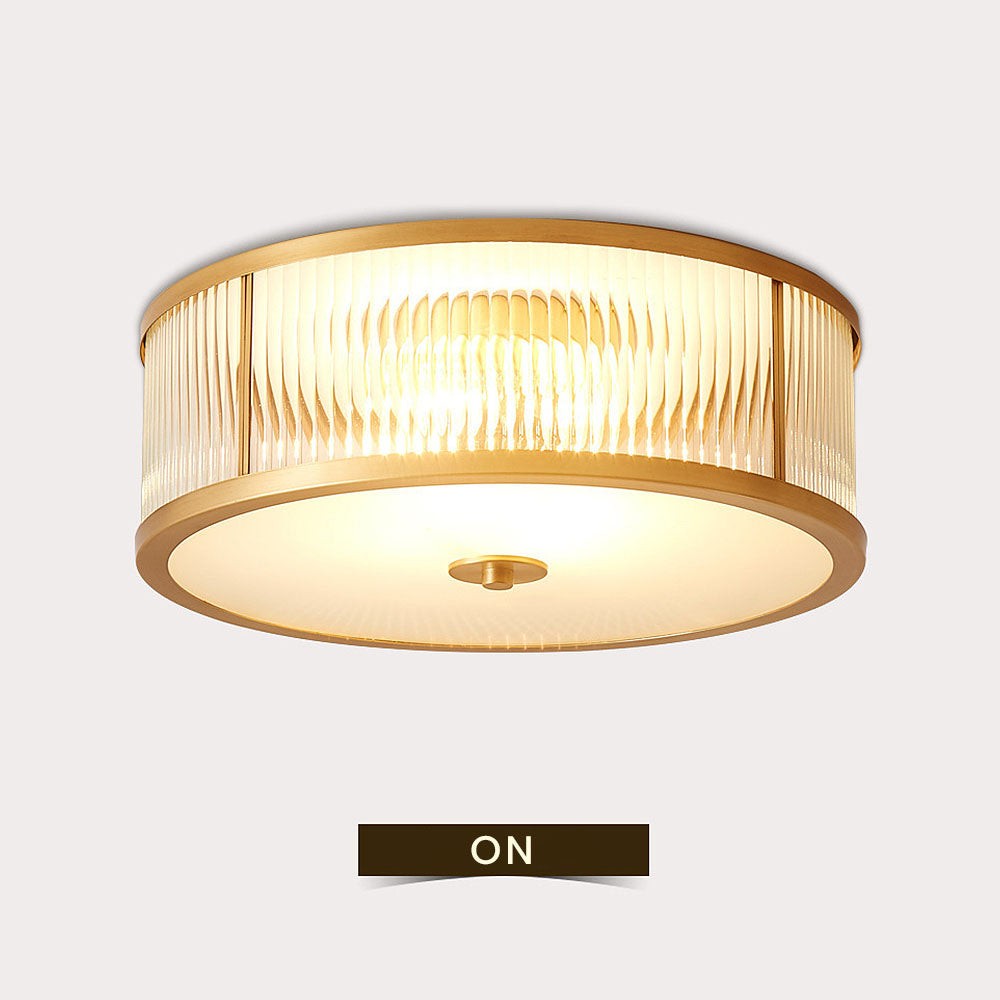 Lavra Brass Round Frosted Glass Ceiling Light