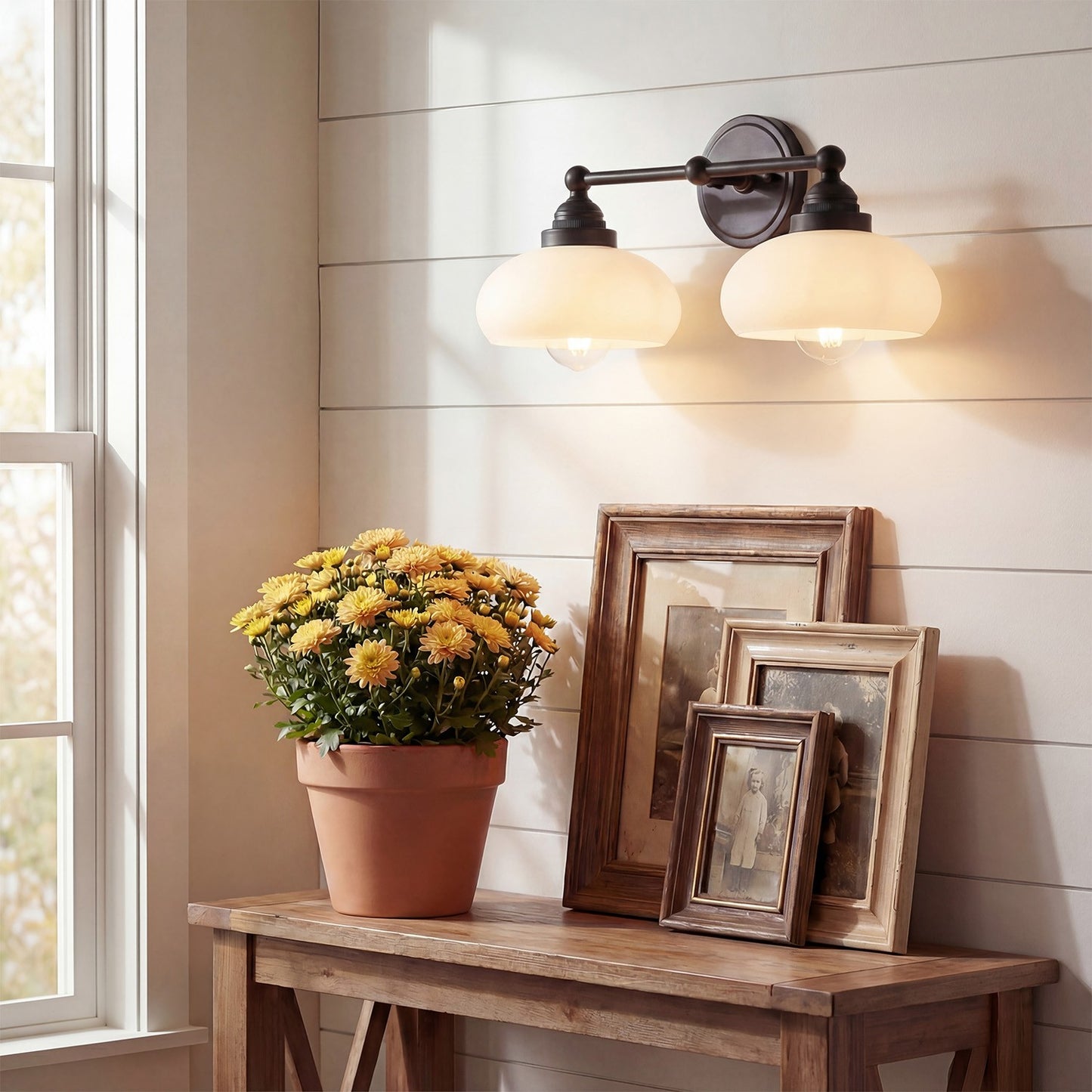 Alberta Bauhaus Milk White Glass Wall Sconce
