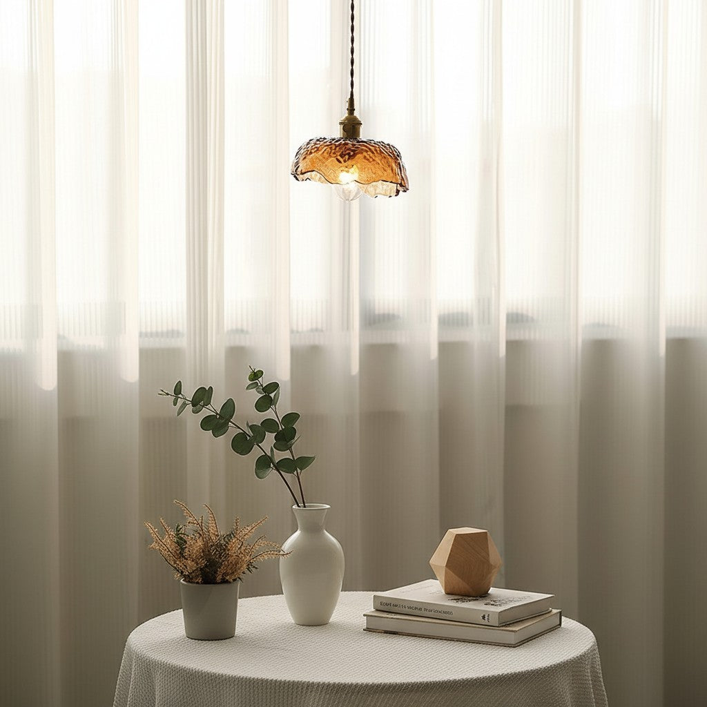 Nyxalis Vintage Brass Glass Pendant Light
