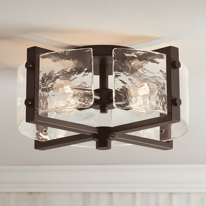Piper Farmhouse Drum Glass Ceiling Light