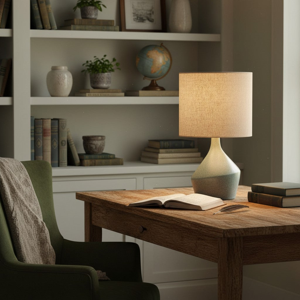 Daphne Vintage Ceramic Linen Shade Table Lamp