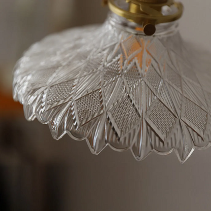 Gyran Retro Brass Lace Glass Pendant Light