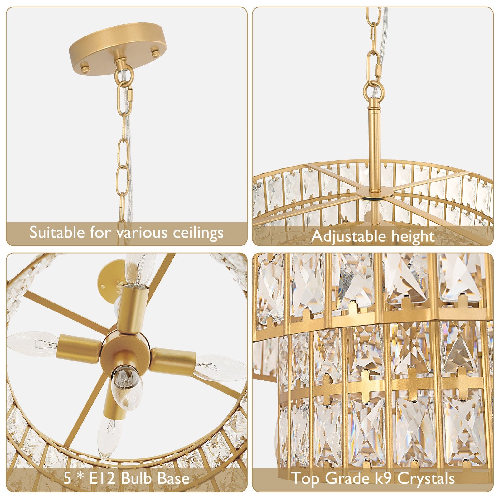 Gracie Luxurious Double Drum Crystal Chandelier