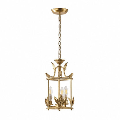 Bailee Vintage Decorative Leaf 3-Light Metal Lantern Pendant Light