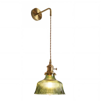 Hermin Antique Flower Ribbed Glass Pendant Light