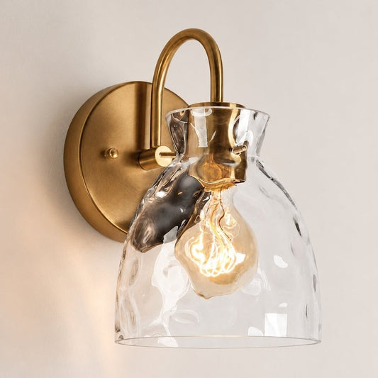 Brant Modern Hammered Glass Dome Vanity Wall Light