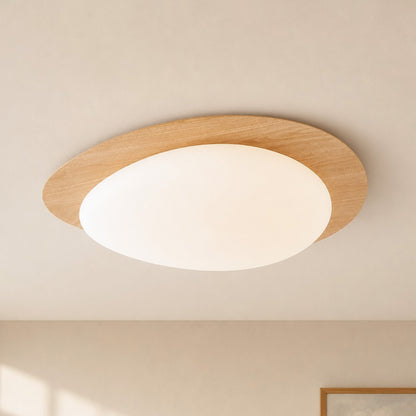 Zephyriel Nordic LED Walnut Pebble Ceiling Light