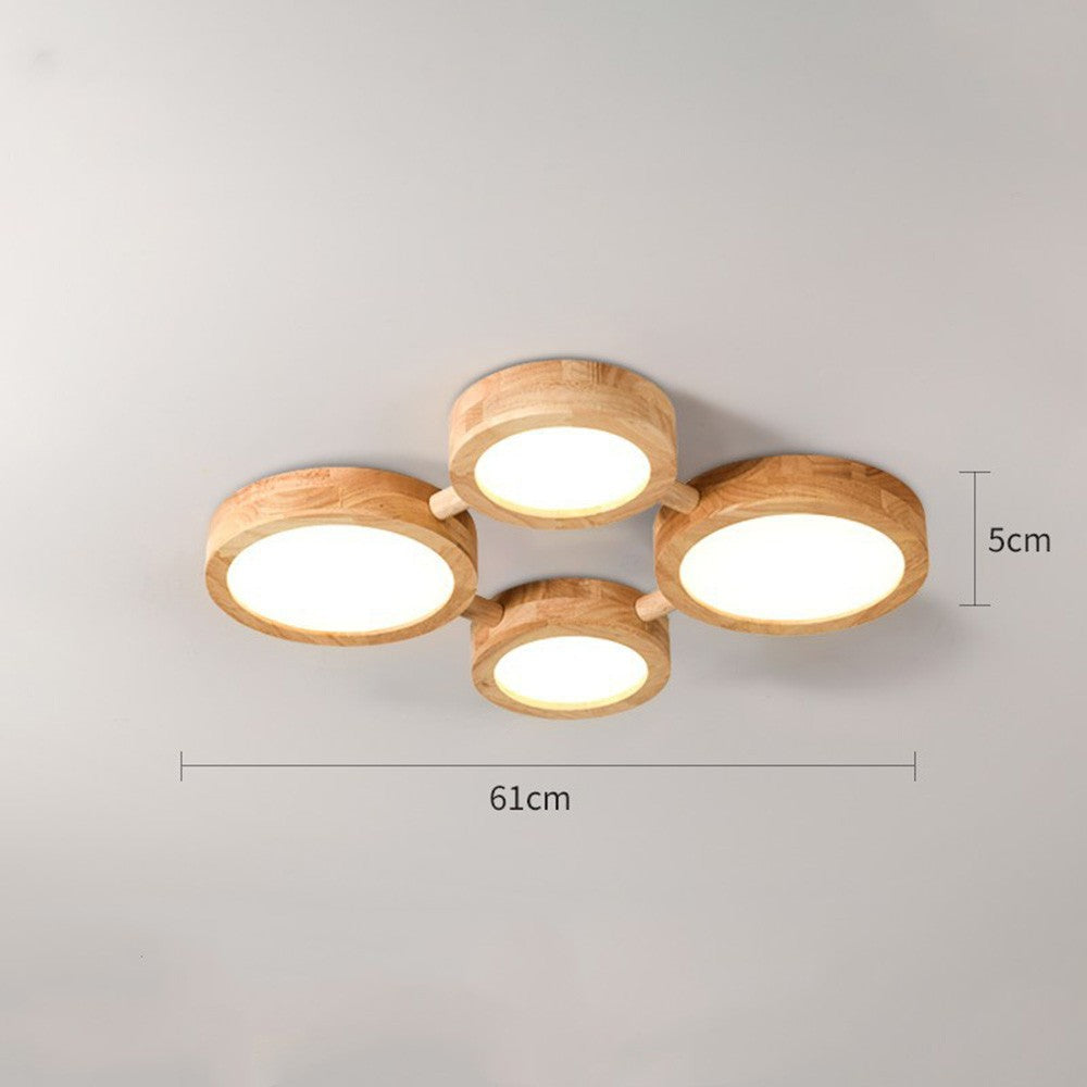 Phelith Modern Multi Heads Wood LED Ceiling Light
