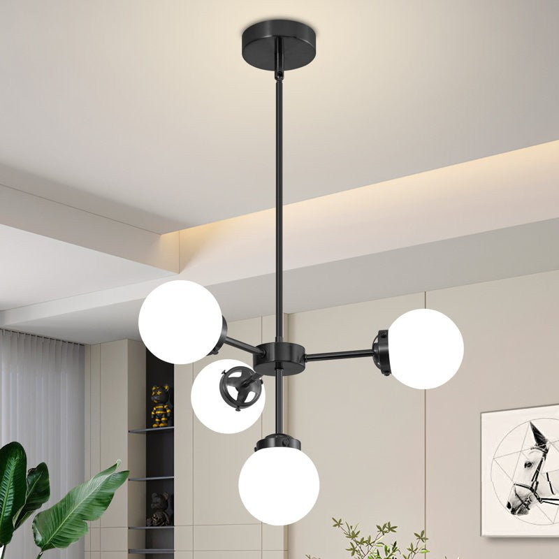 Aelithor 4 Light Opal White Glass Globe Chandelier
