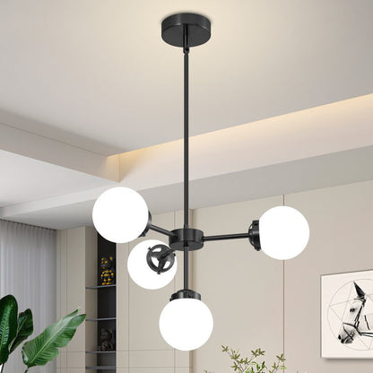 Aelithor 4 Light Opal White Glass Globe Chandelier