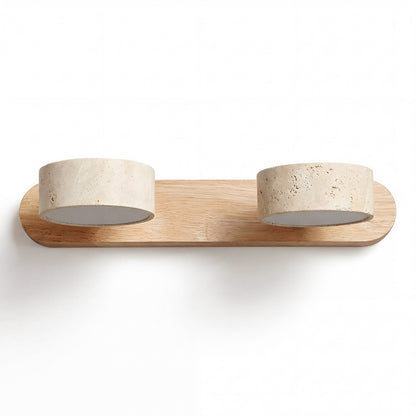 Benjamin Rustic Adjustable Travertine Wood Led Vanity Sconce
