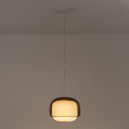Vexlynn Scandinavian Round Dual-Layer Tinted Glass Pendant Light