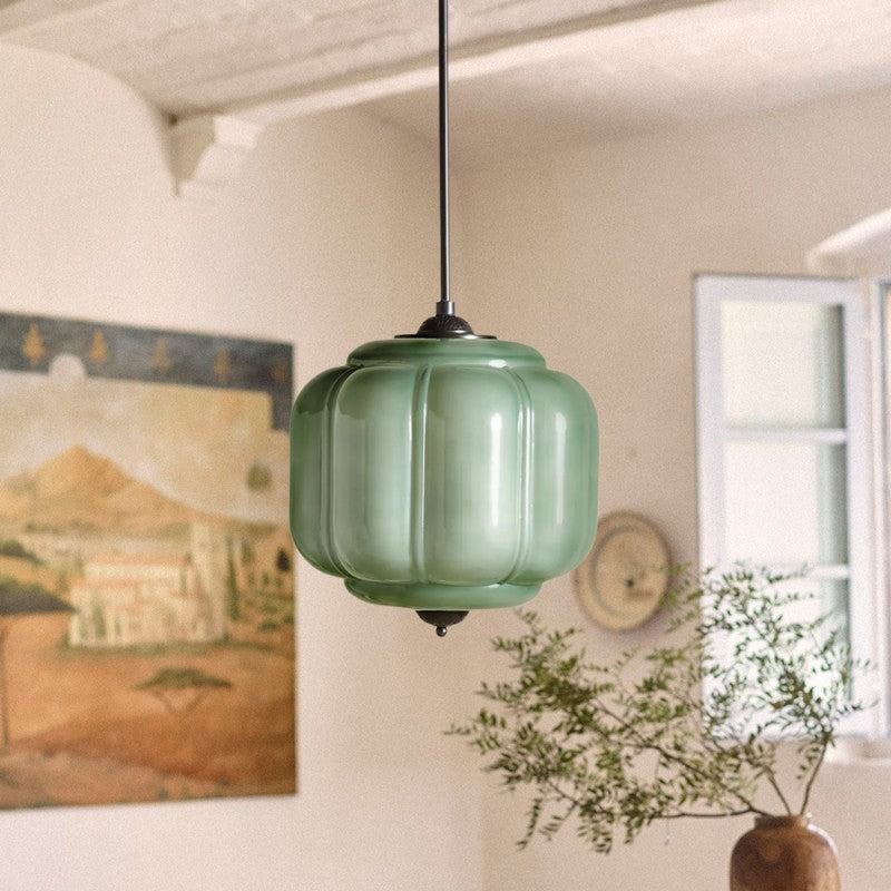Cyrilith Vintage Milk Glass Oiled Brass Eloise Pendant light