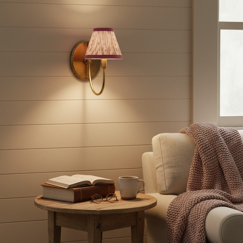 Orphelyx French Brass Fabric Shade Sconce Light