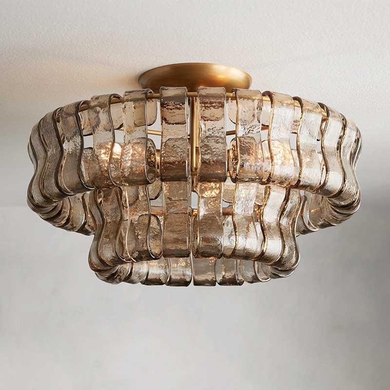 Giha Modern Double-Layer Curved Glass Chandelier