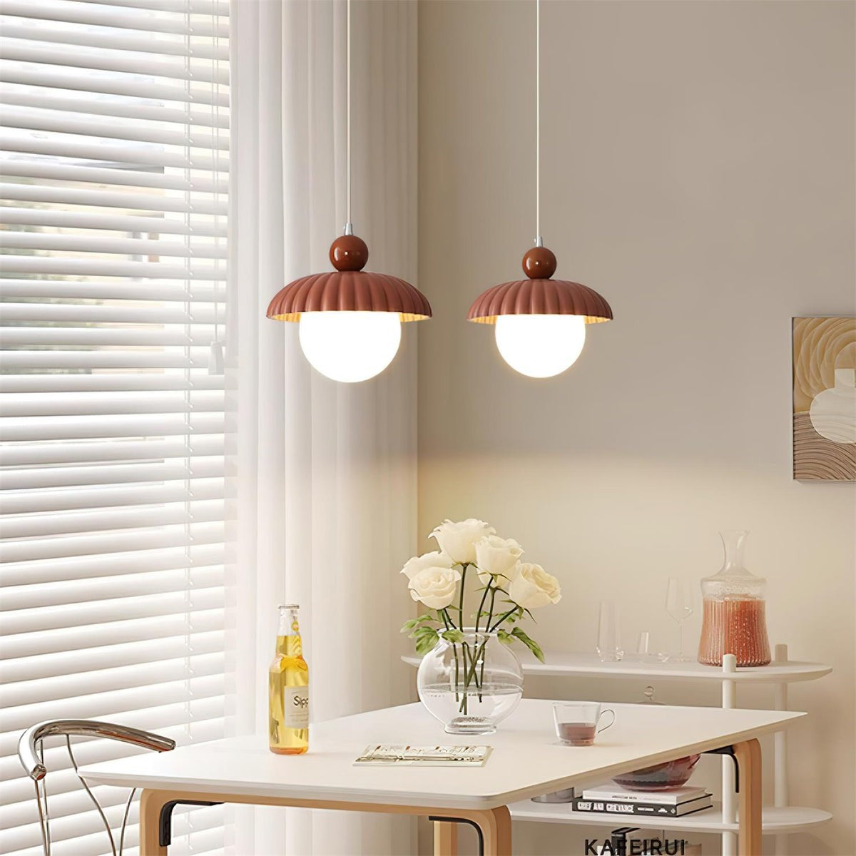 Brynley Cream Style Glass Flower Pendant Light