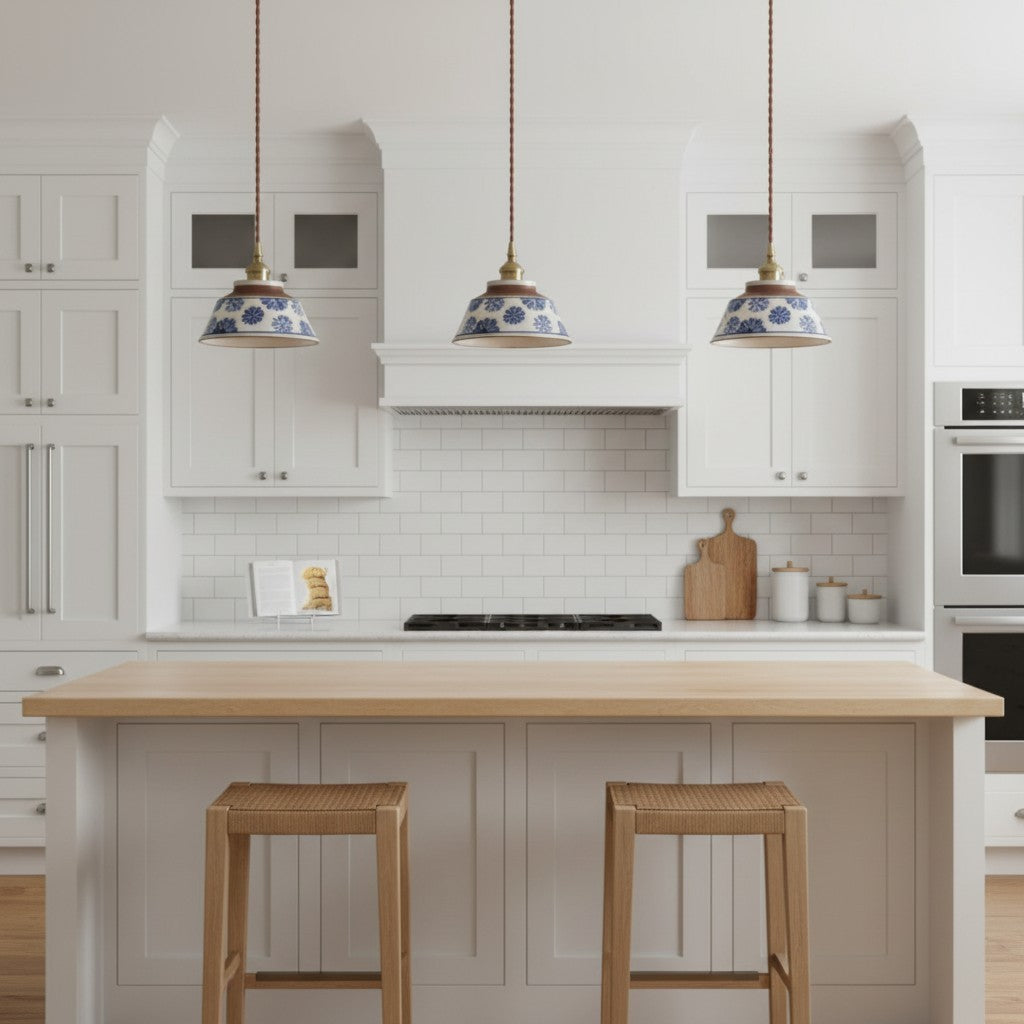 Hussein Vintage Hand-painted Ceramic Pendant Light