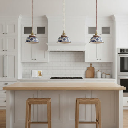 Hussein Vintage Hand-painted Ceramic Pendant Light