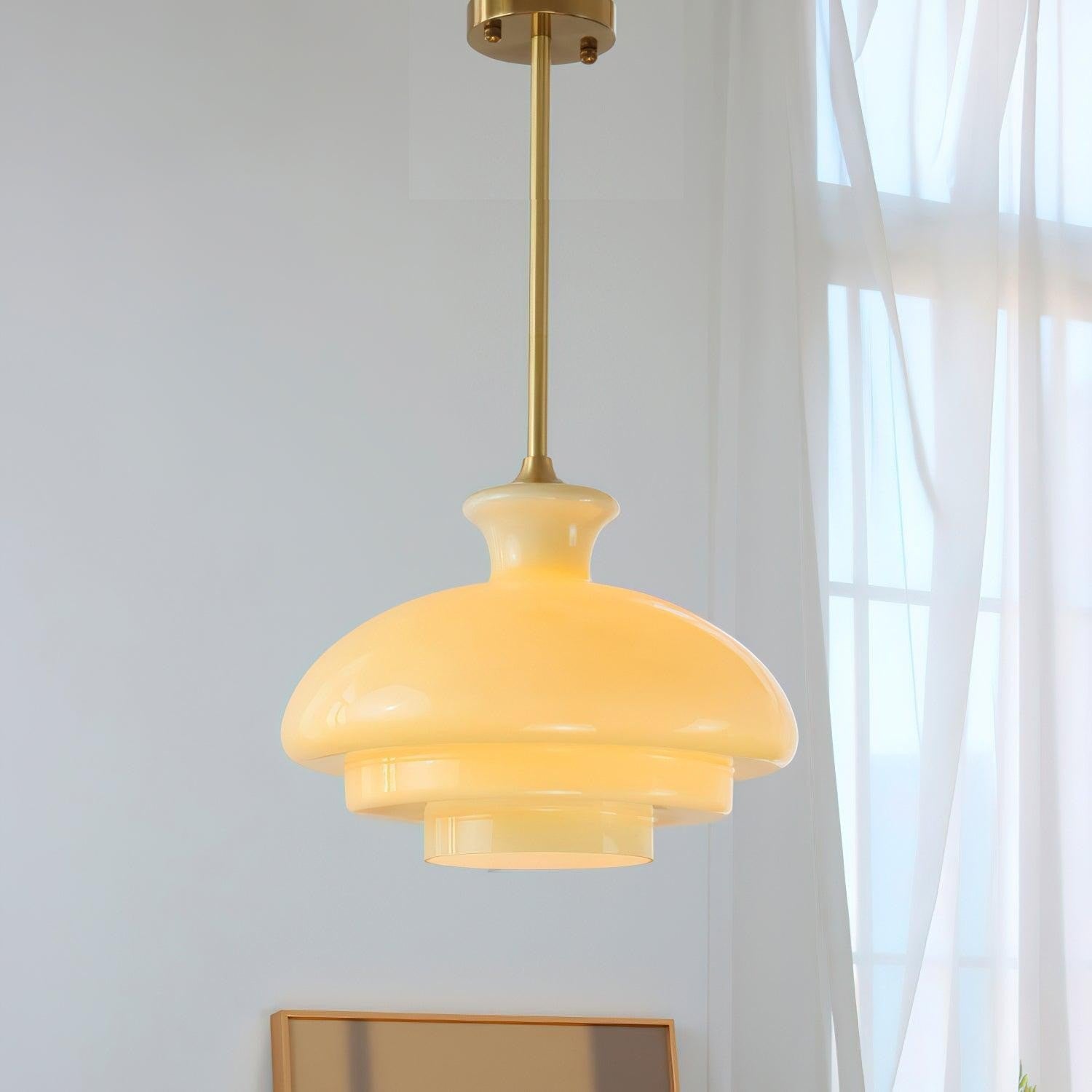 Derwent Bauhaus Cream Yellow Glass Pendant Light