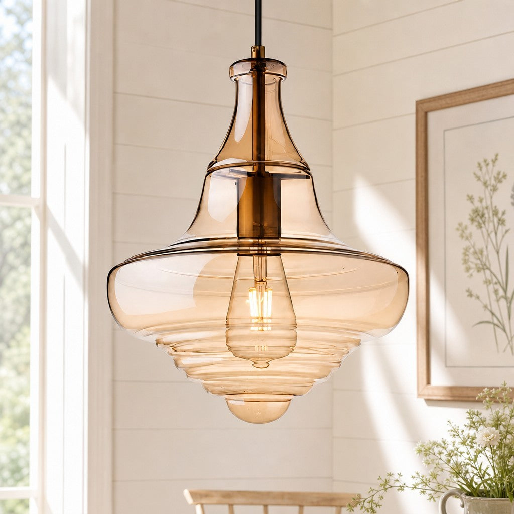 Helix Modern Glass Spool Pendant Light
