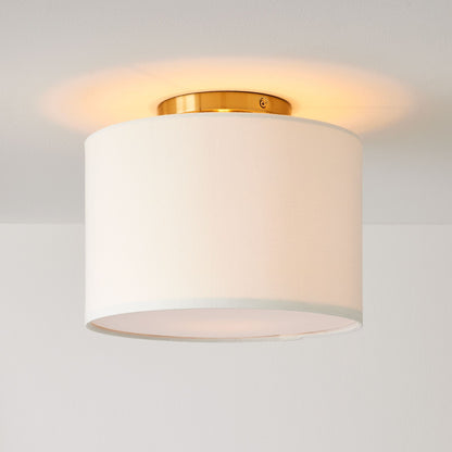 Joram White Linen Drum Ceiling Light
