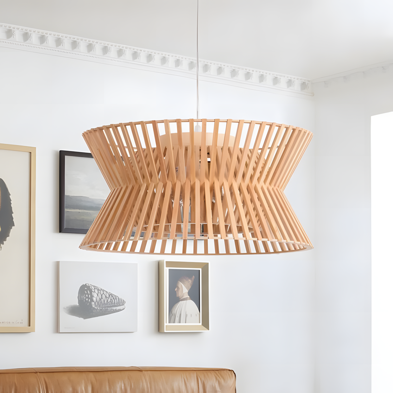 Freja Boho Wood Drum Chandelier