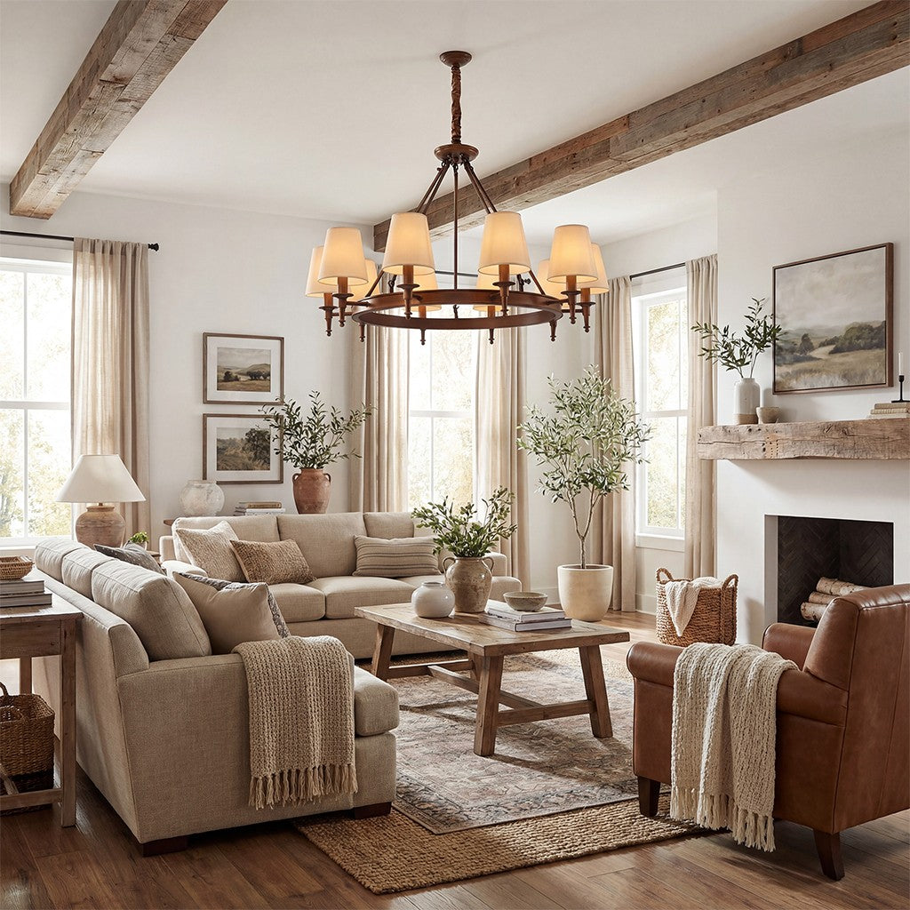 Yasmin Antique Brass Wagon Wheel Chandelier