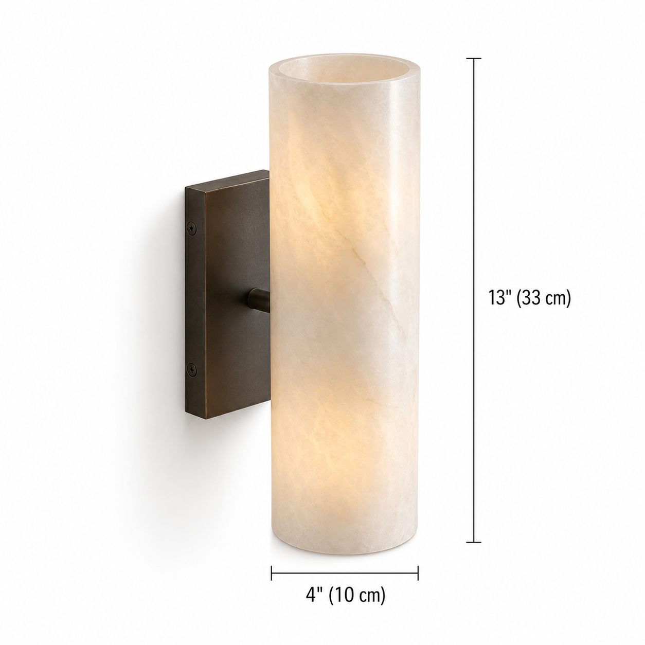Yorix Alabaster Tube Bronze Finish Wall Sconce