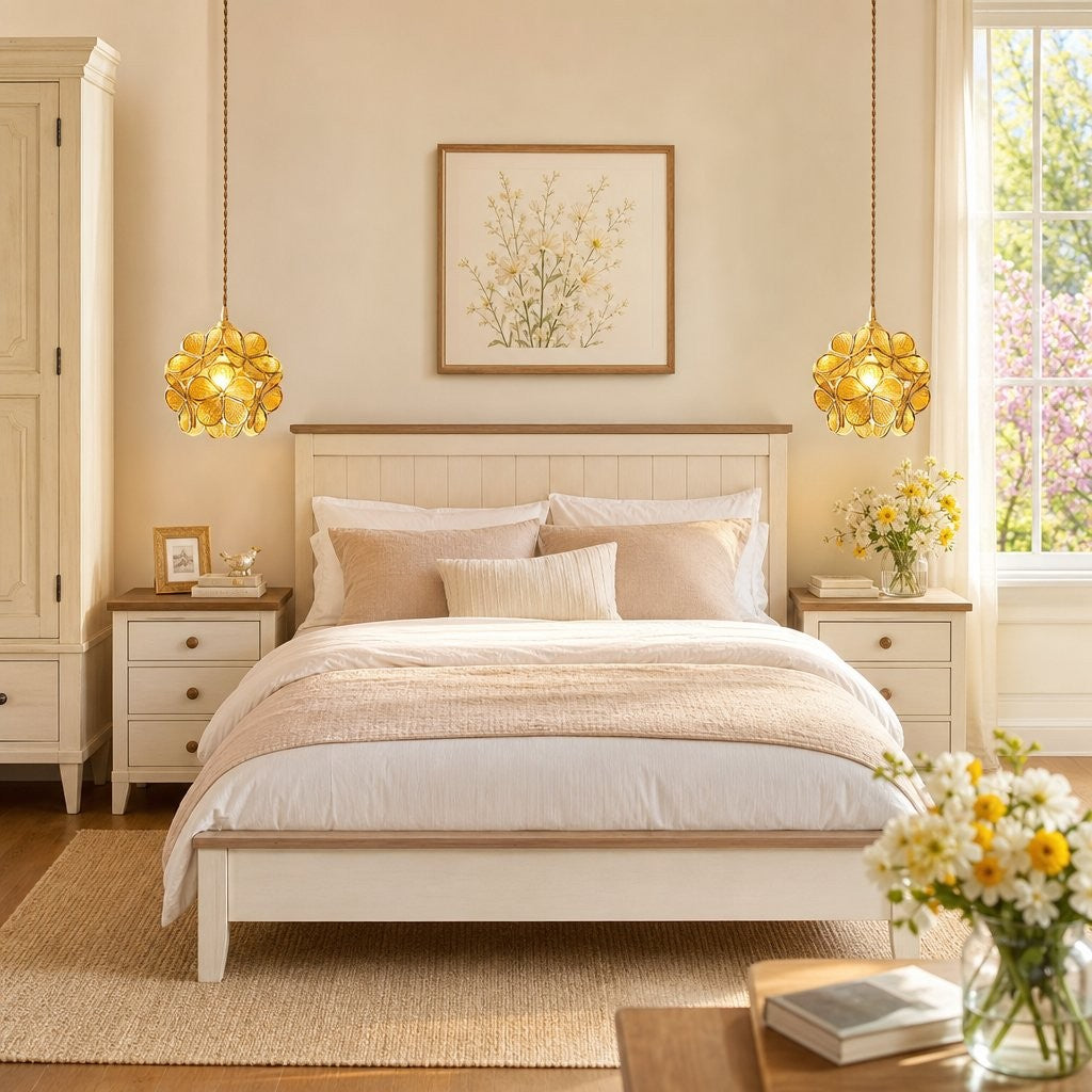 Viviana French Country Glass Petal Pendant Lights