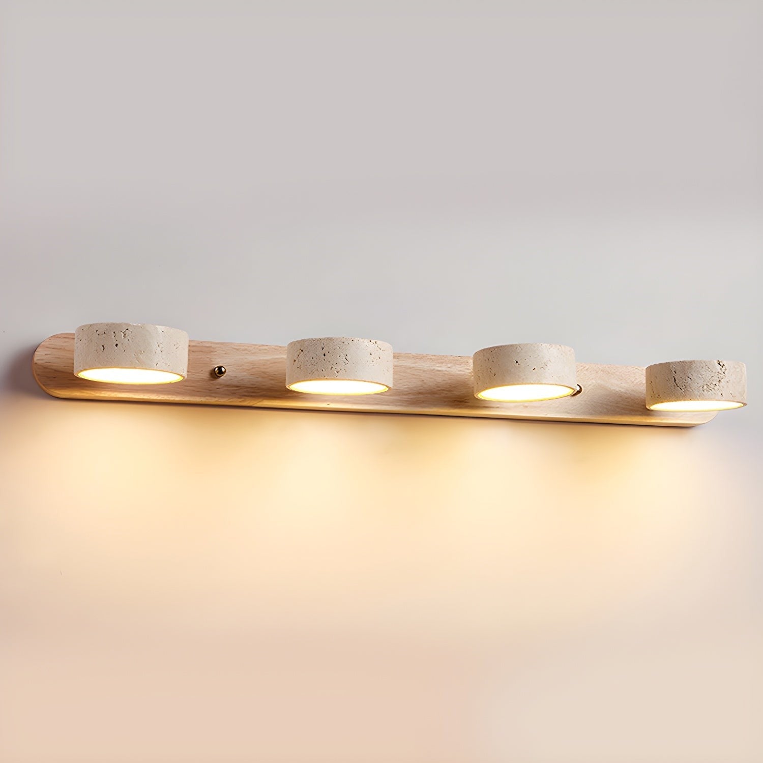 Benjamin Rustic Adjustable Travertine Wood Led Vanity Sconce