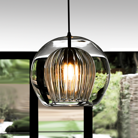 Nyxio Pleated Globe Glass Pendant Light