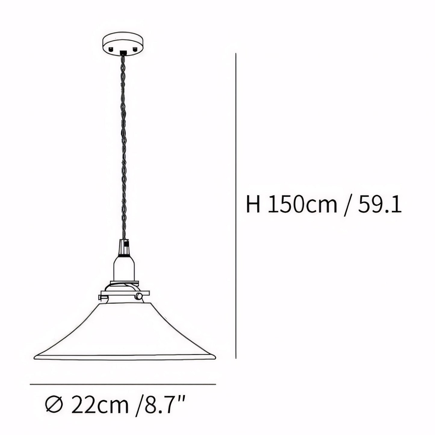 Vythar Retro Brass Cone Amber Glass Pendant Light