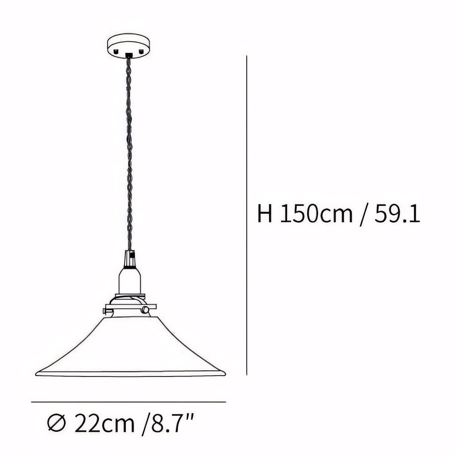 Vythar Retro Brass Cone Amber Glass Pendant Light