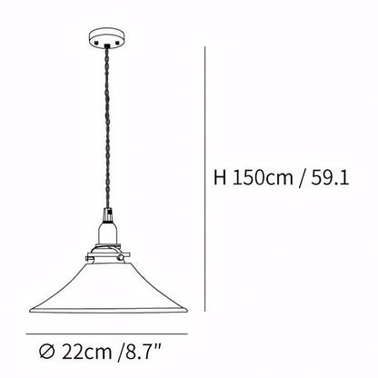 Vythar Retro Brass Cone Amber Glass Pendant Light