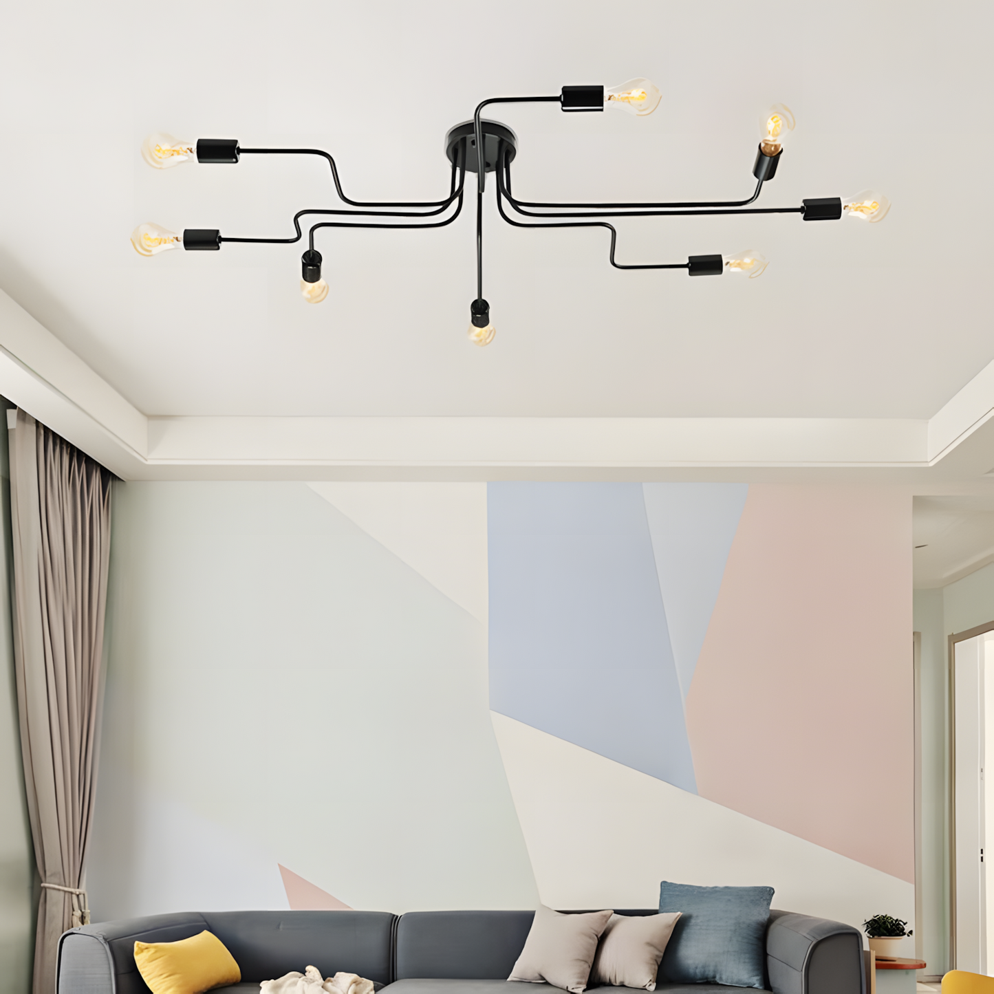 Phaedros Industrial Black Semi Flush Mount Ceiling Light